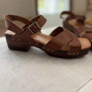 Korks Dasha II Platform Comfort Sandals Block Studded Brown Boho Sz 10